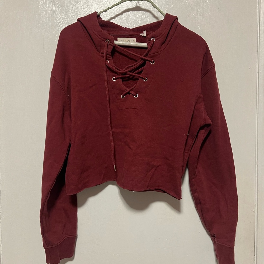 Lace up cropped hoodie